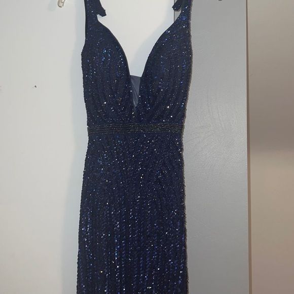 Prima Vera Navy Blue Prom Dress - Picture 5 of 6